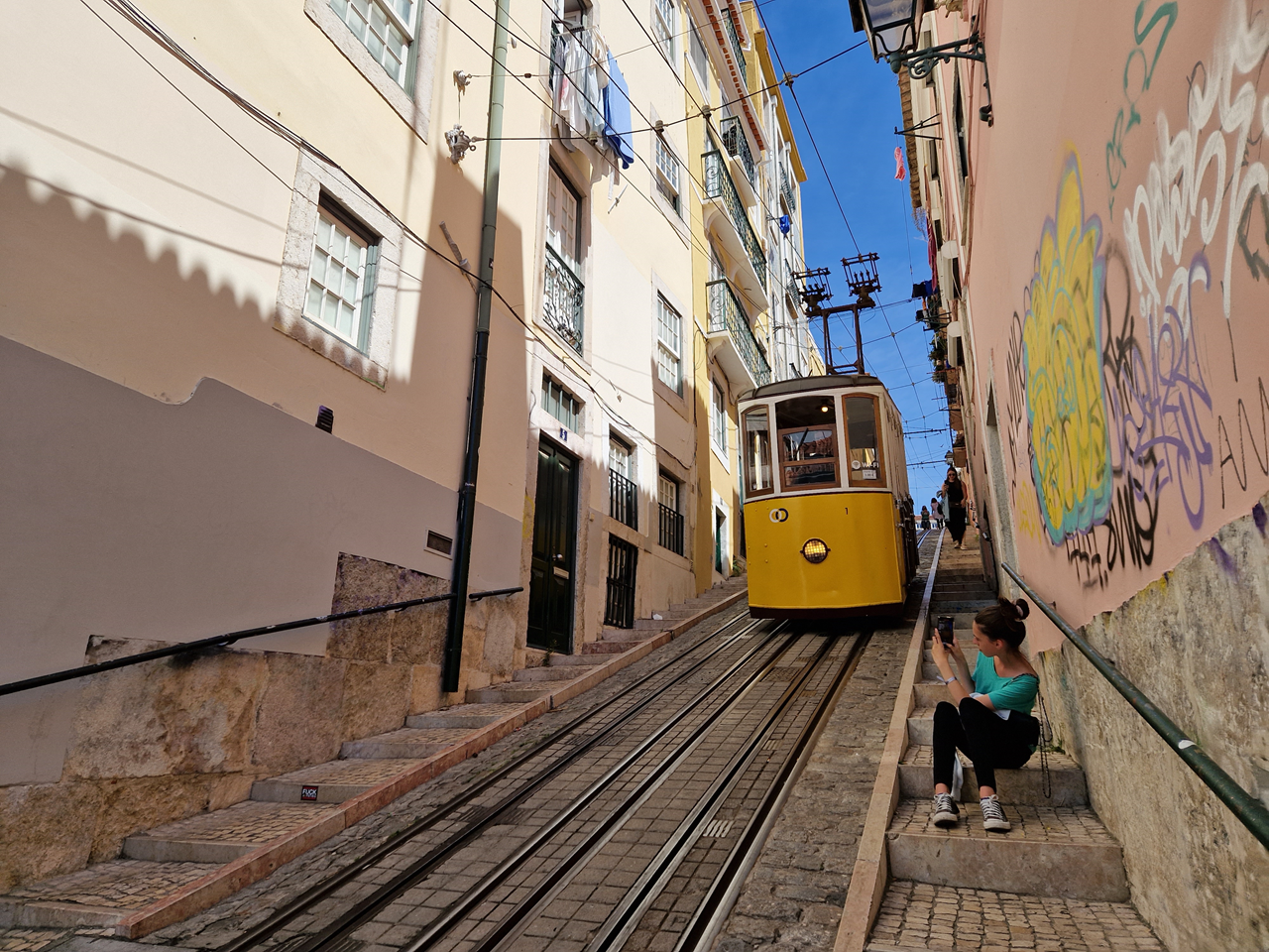 Bica funicular élevador le plus tram typique de Lisbonne